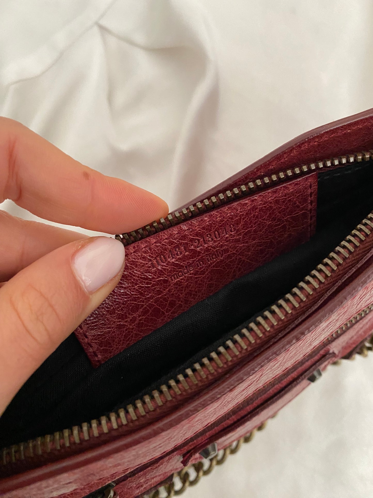 Balenciaga motocross burgundy clutch bag