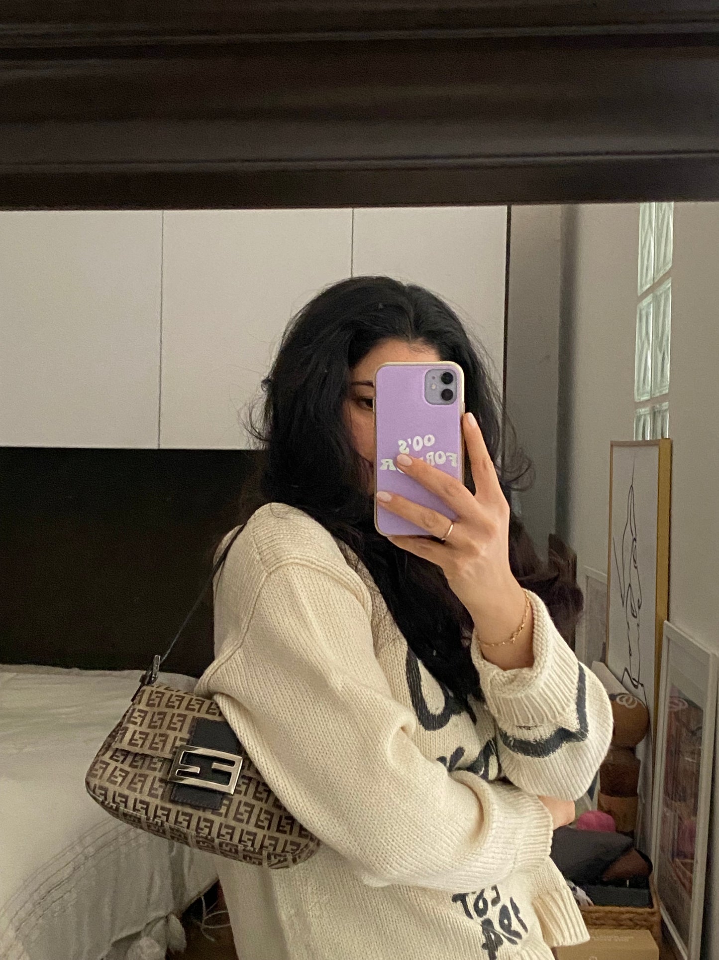 Fendi mini mom monogram beige zucchini