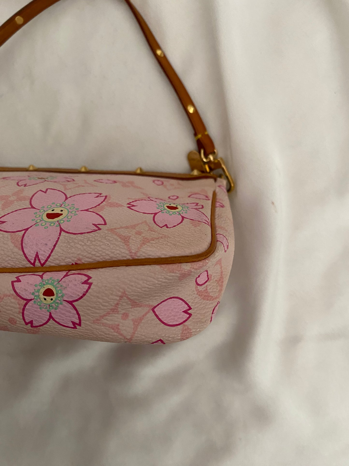 Louis Vuitton pink cherry blossom accessory clutch bag Takashi Murakami