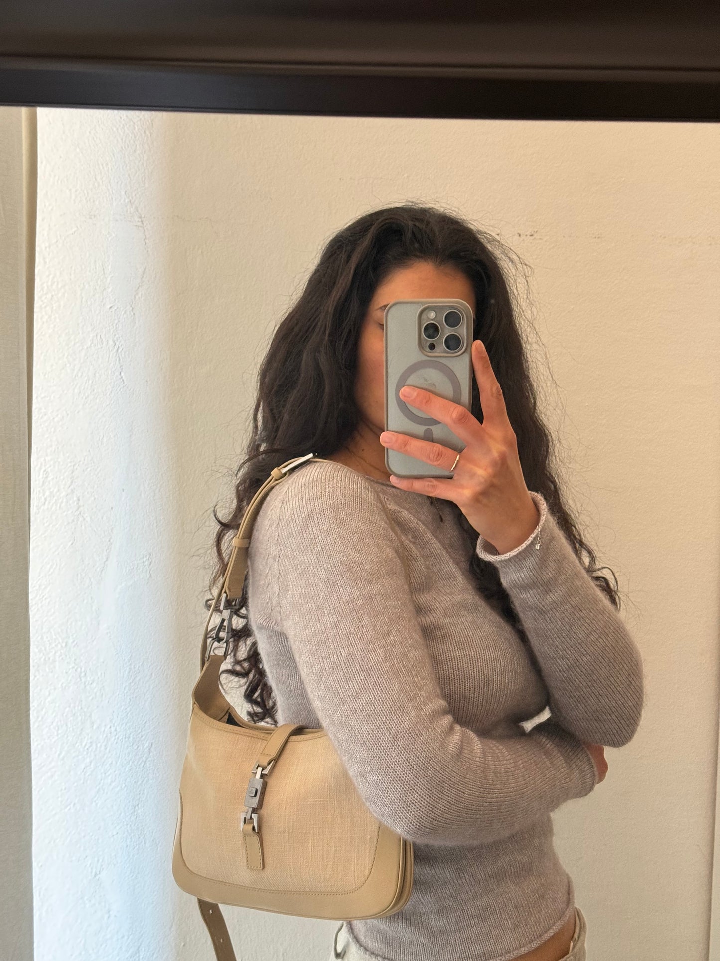 Gucci Jackie small era Tom ford vitello beige e lino