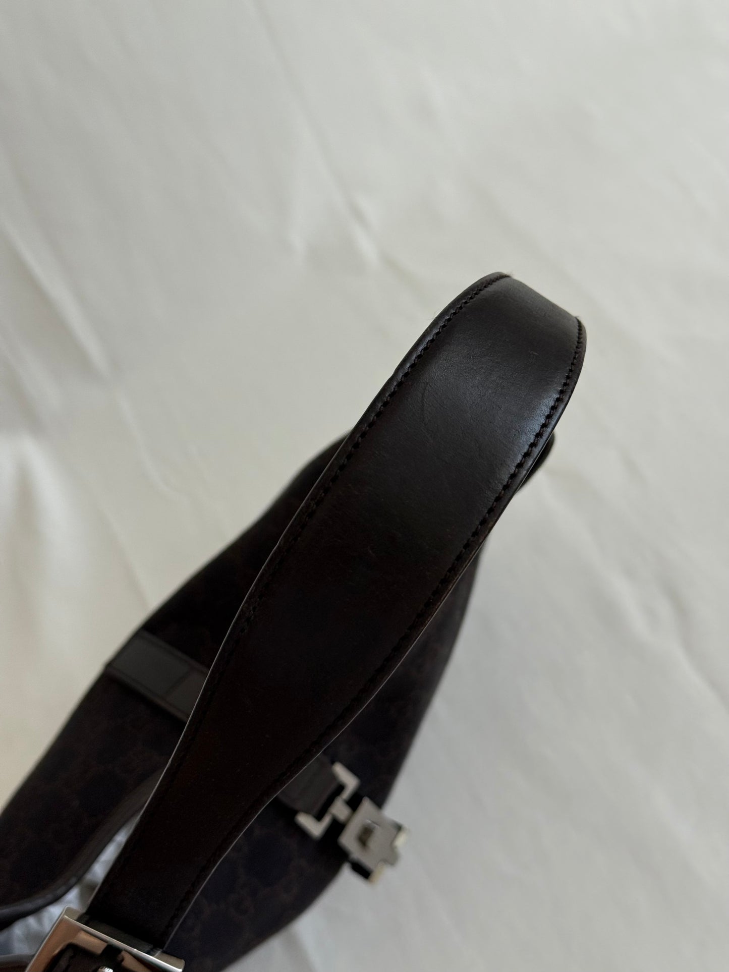 Gucci Jackie monogram denim chocolate brown