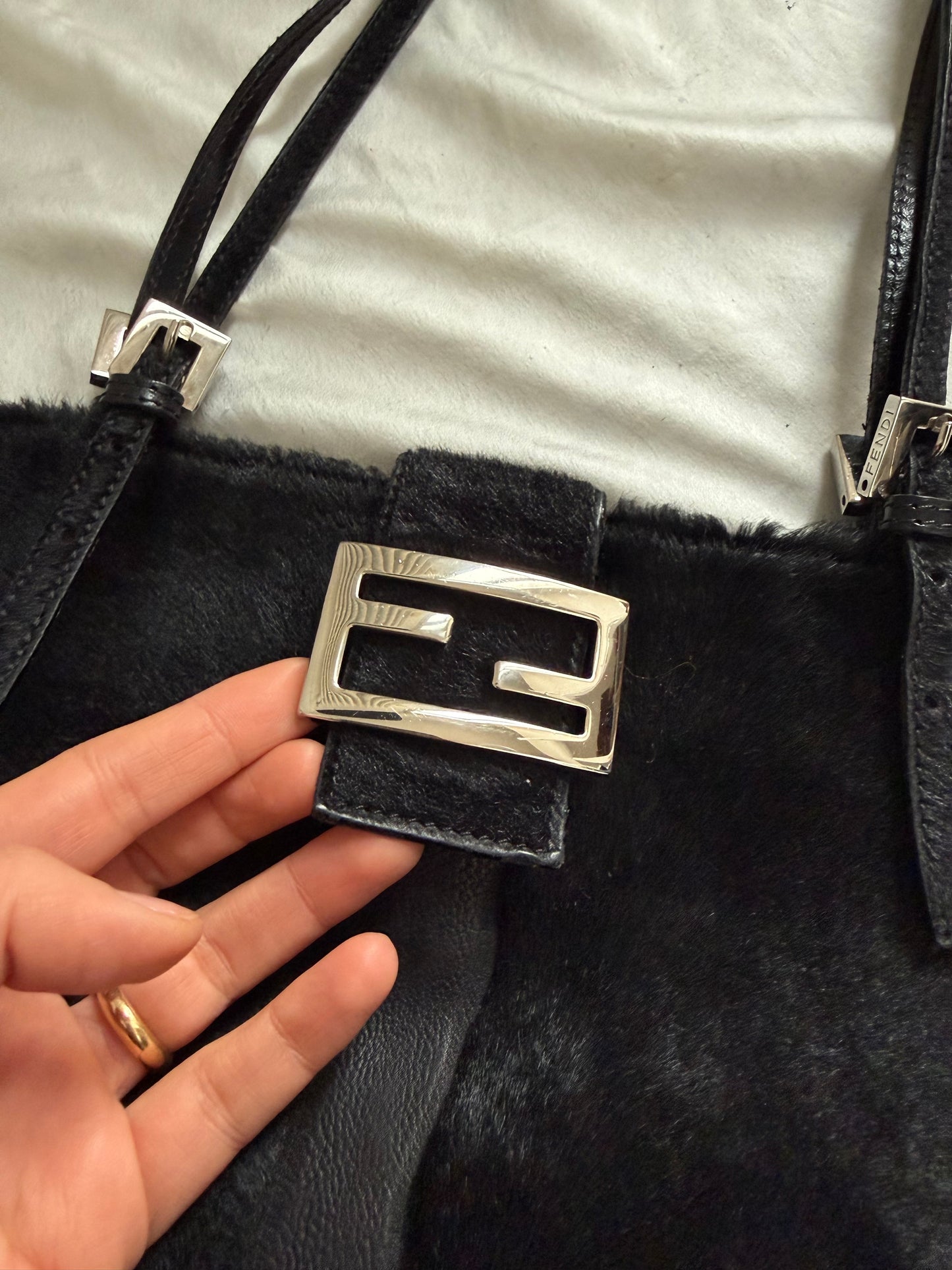 Fendi tote patchwork in vitello e cavallino
