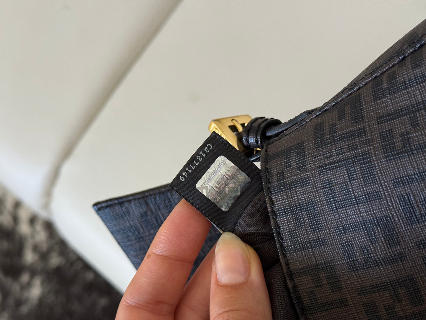 Fendi mini mamma baguette spalmati brown