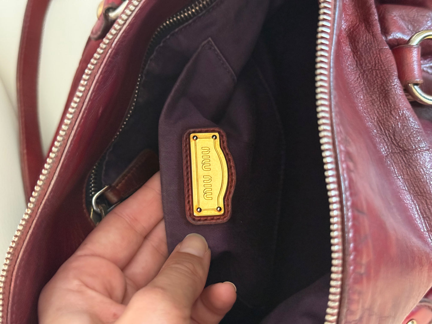 Miu miu bow bag borgogna