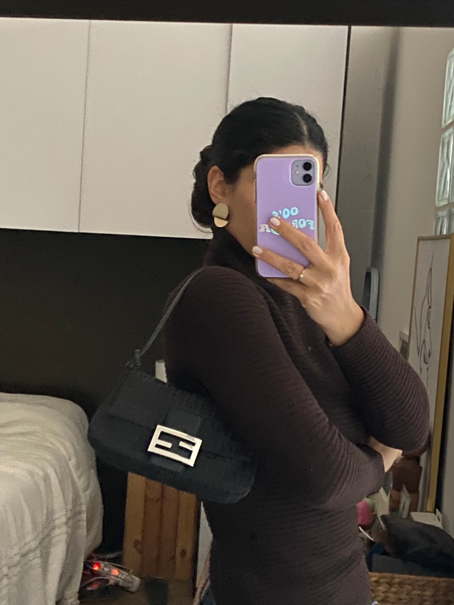Fendi baguette mini mamma monogram black