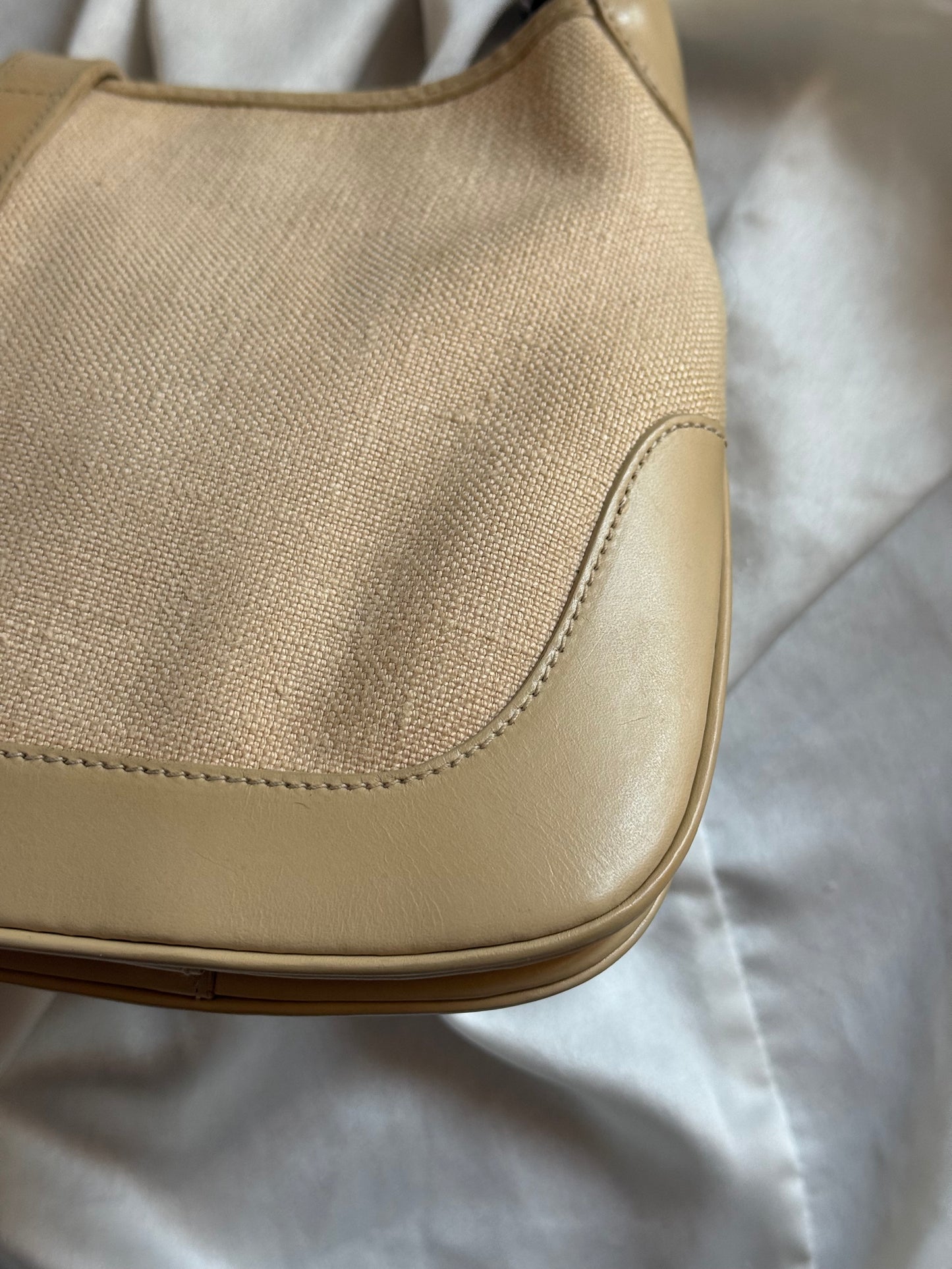 Gucci Jackie small era Tom ford vitello beige e lino