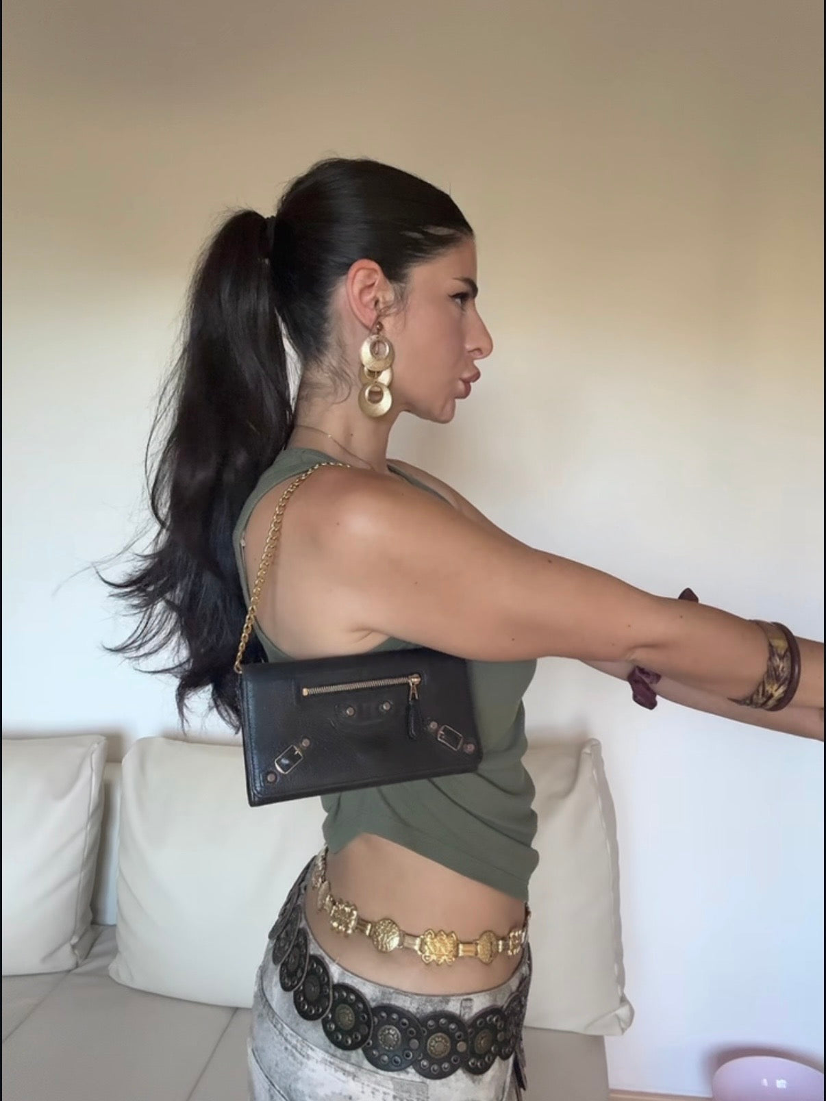 Balenciaga pochette portafoglio nero rose gold