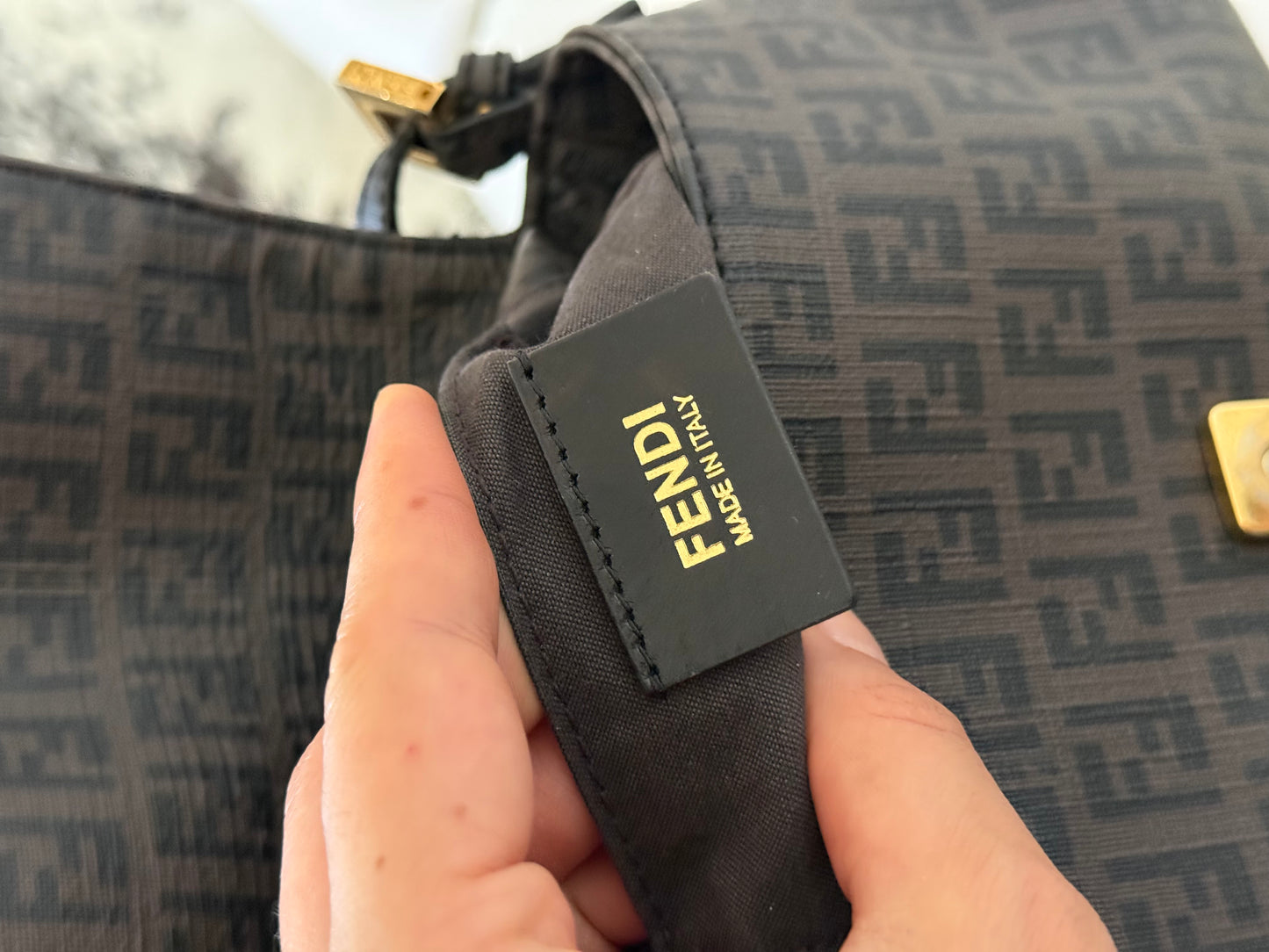 Fendi mini mamma baguette spalmati brown