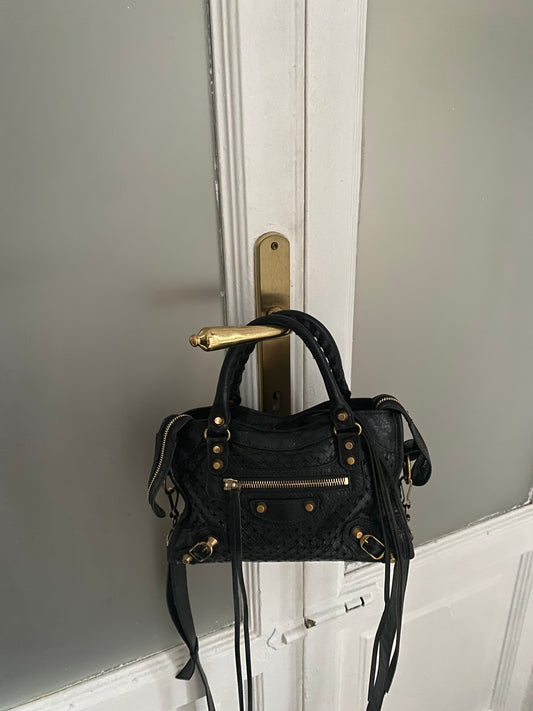 Balenciaga mini city stadium laser cut cross