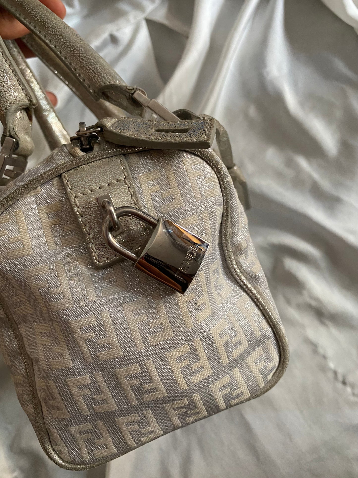Fendi mini monogram zucchini bag in silver