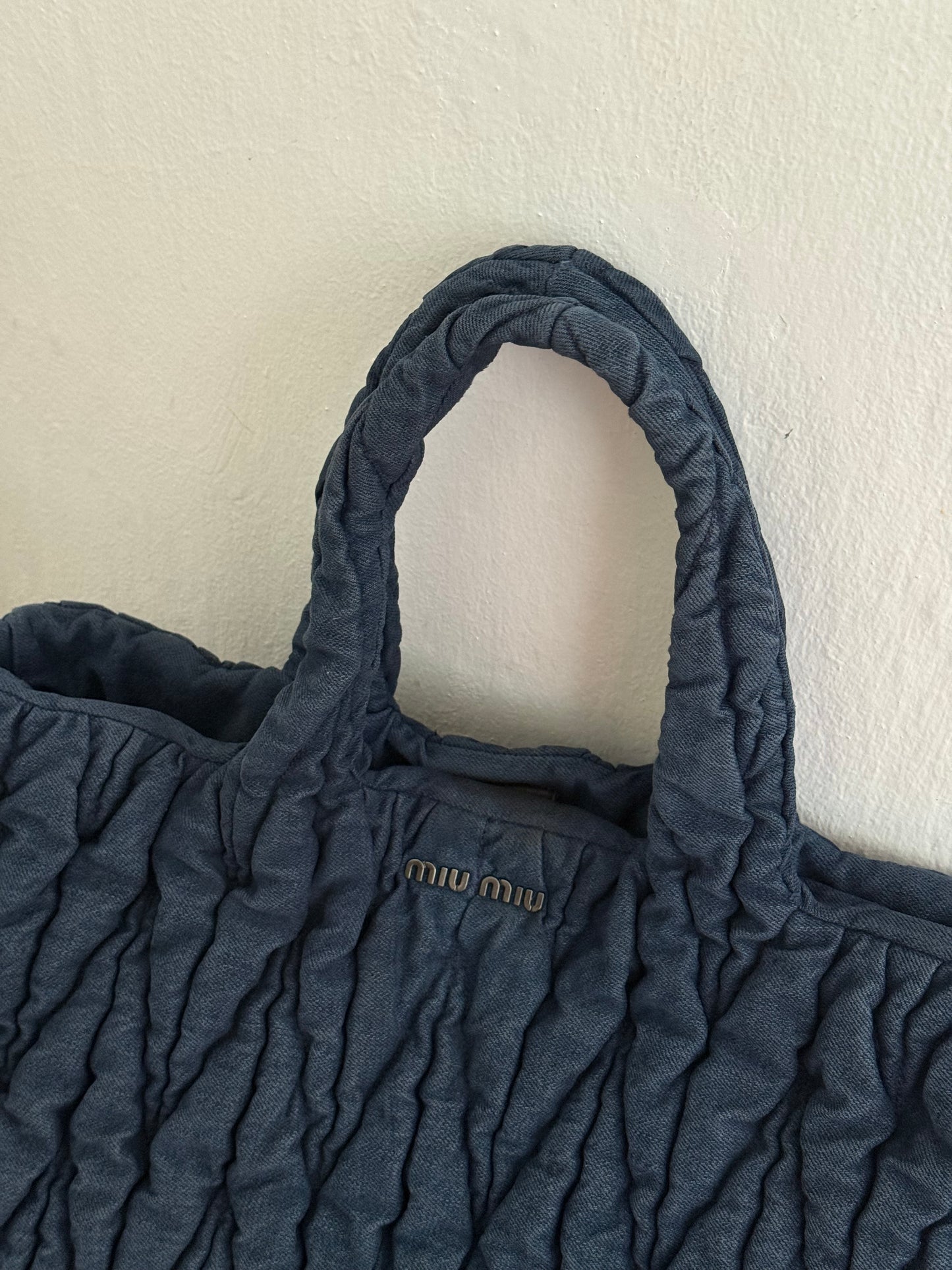 Miu Miu denim shopping tote