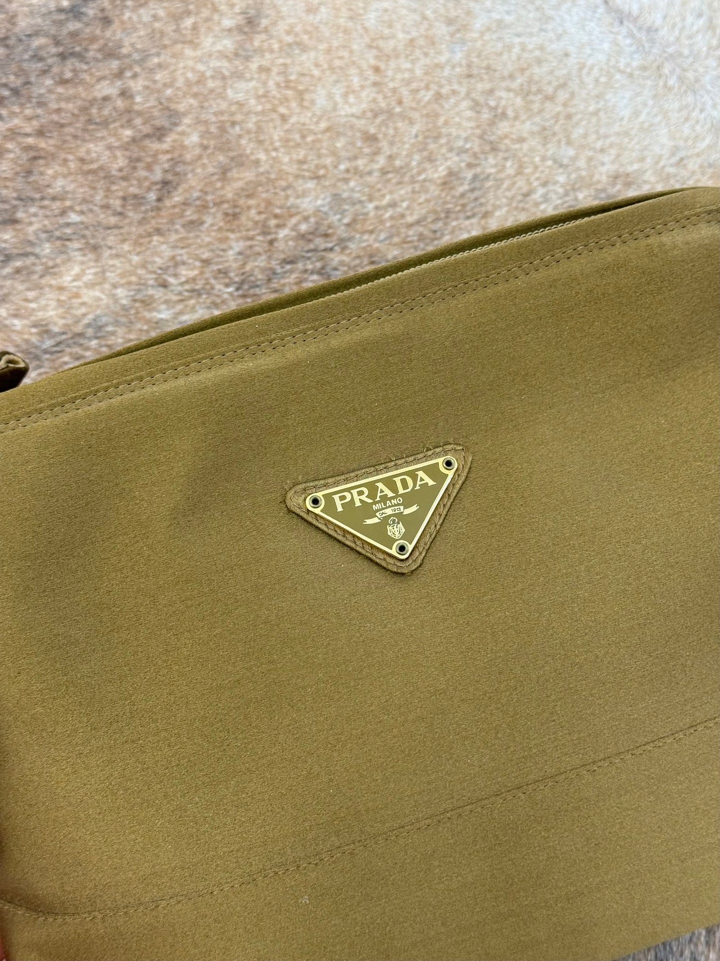 Prada tessuto pochette khaki gold
