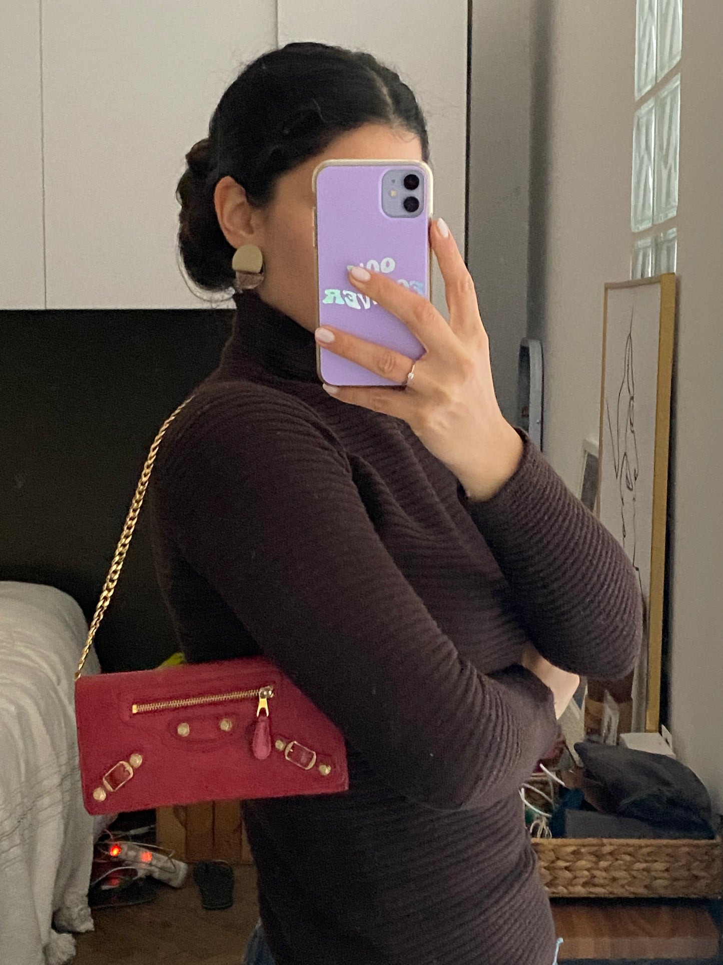 Balenciaga city clutch bag cherry red