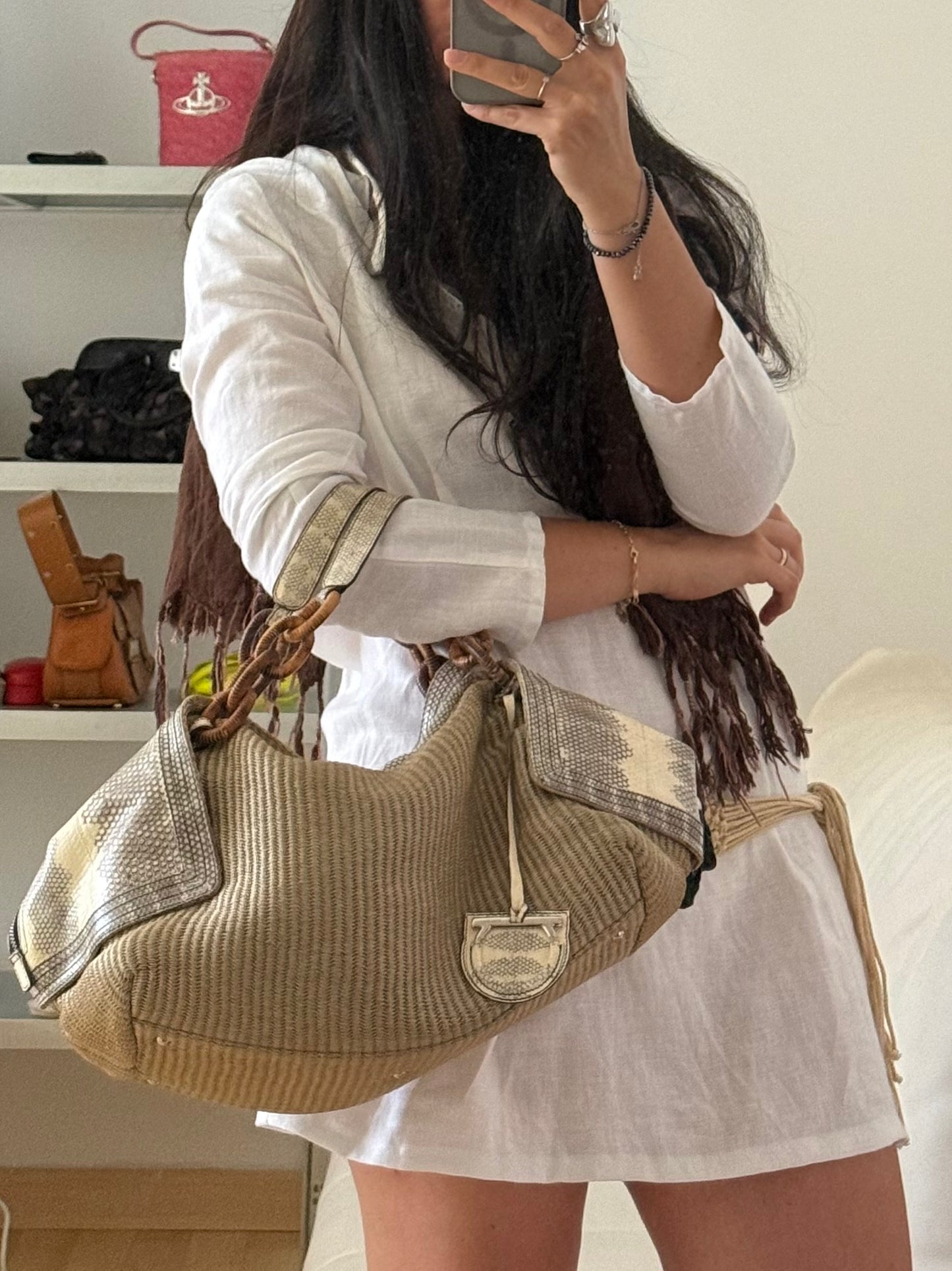 Salvatore Ferragamo rafia e pitone