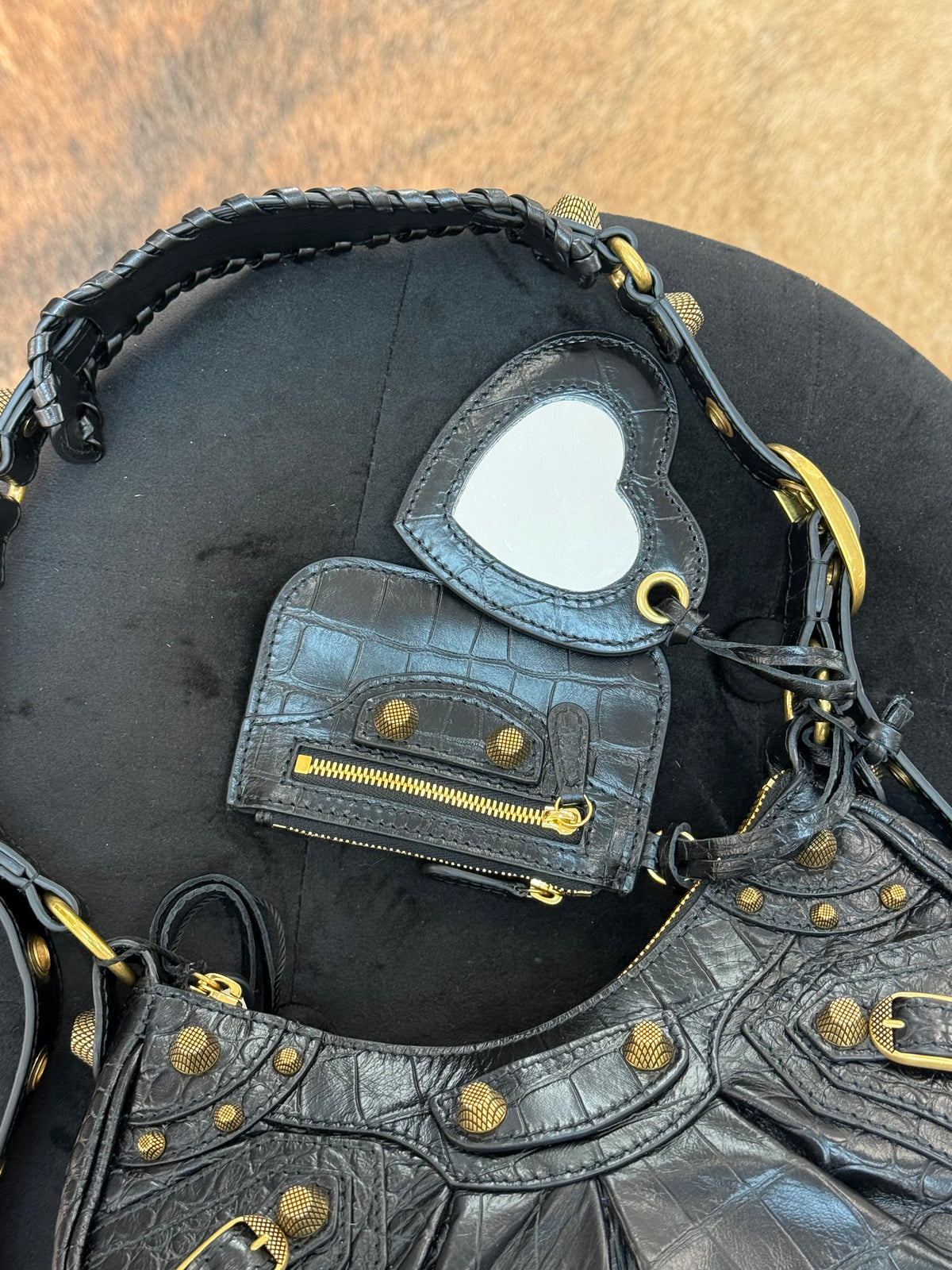 Balenciaga cagole XS nera hw oro cocco