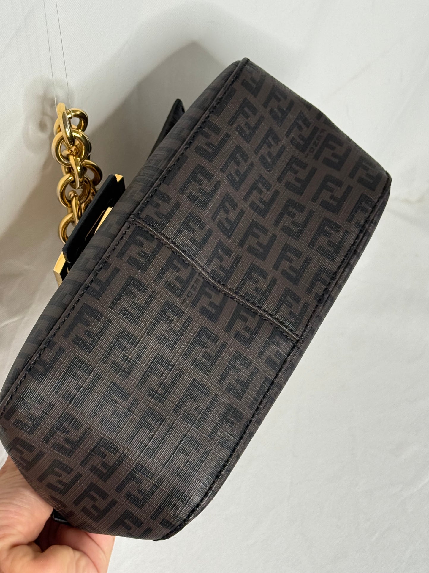 Fendi mini mamma baguette spalmati brown