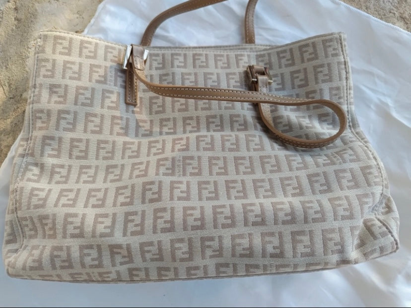 Fendi beige zucchini tote
