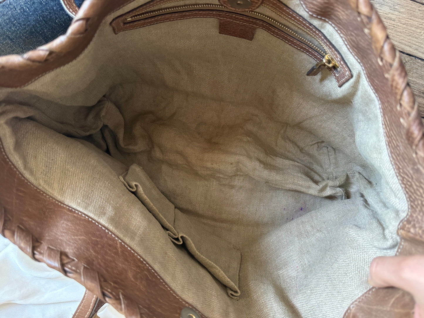 Gucci tassel tote bamboo brown
