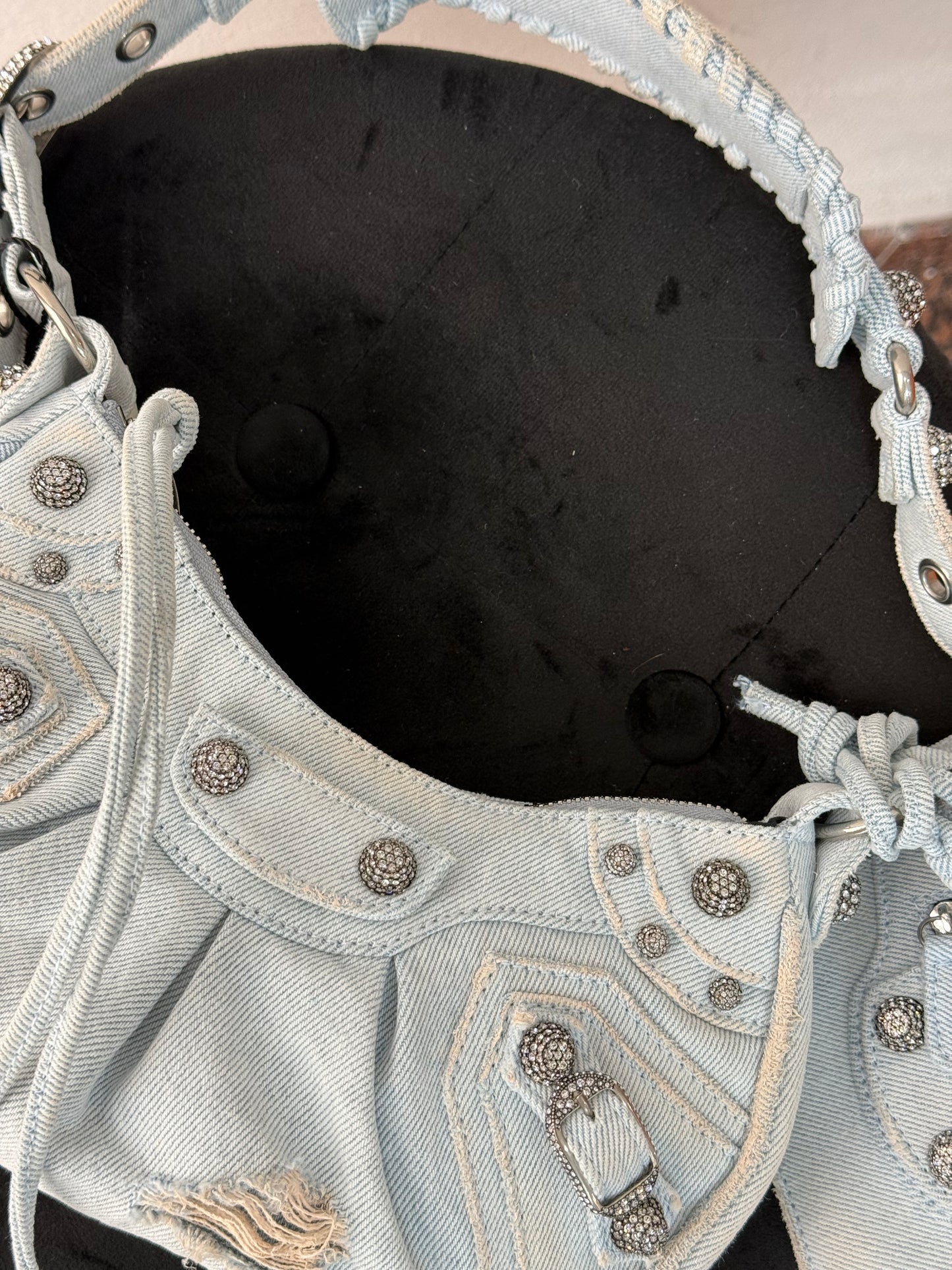 Balenciaga cagole XS denim e cristalli s/s 2023