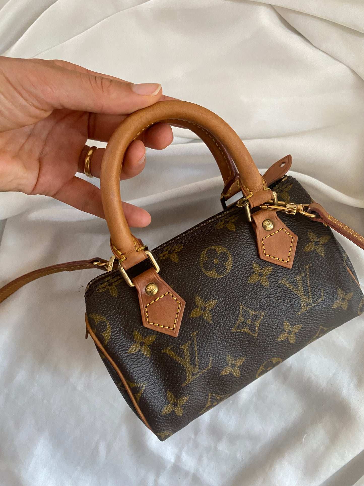 Louis Vuitton Nano Speedy monogram with shoulder strap