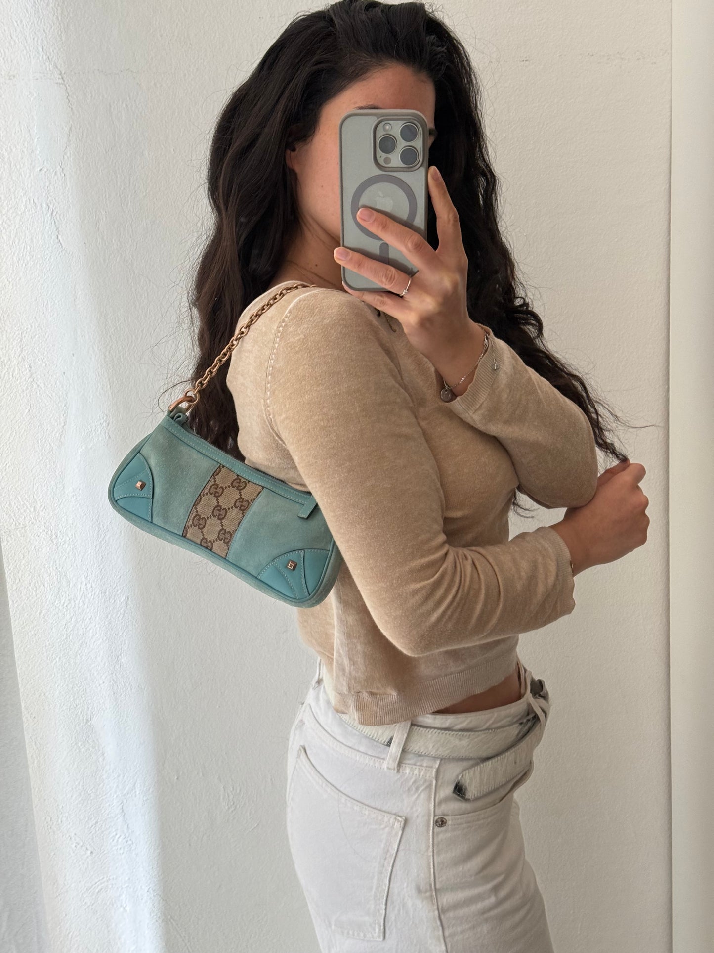 Gucci nailhead pochette azzurro