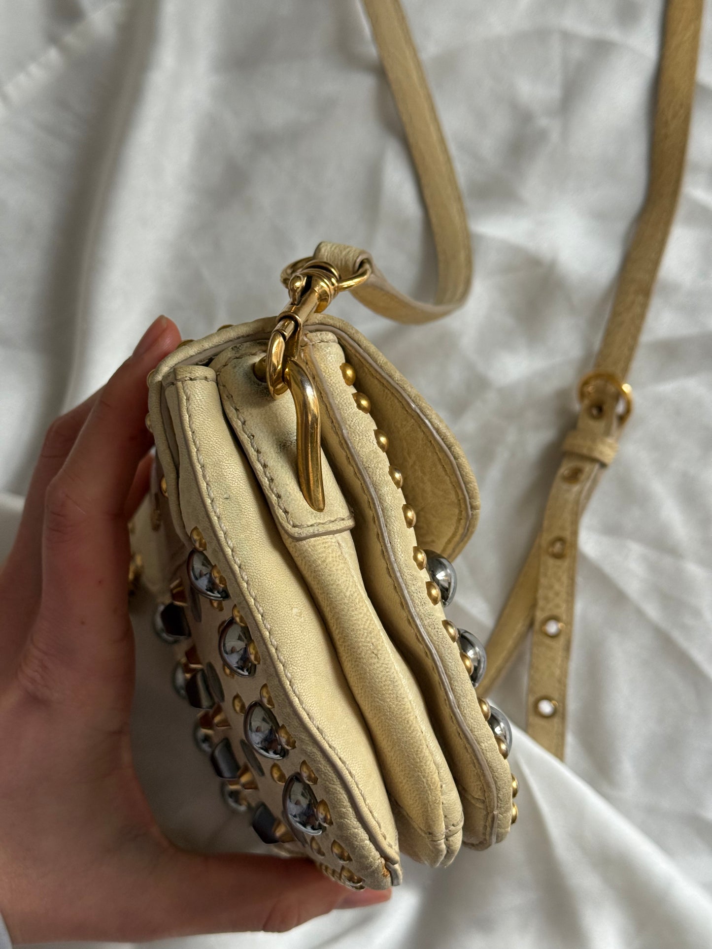 Miu Miu studded crossbody beige