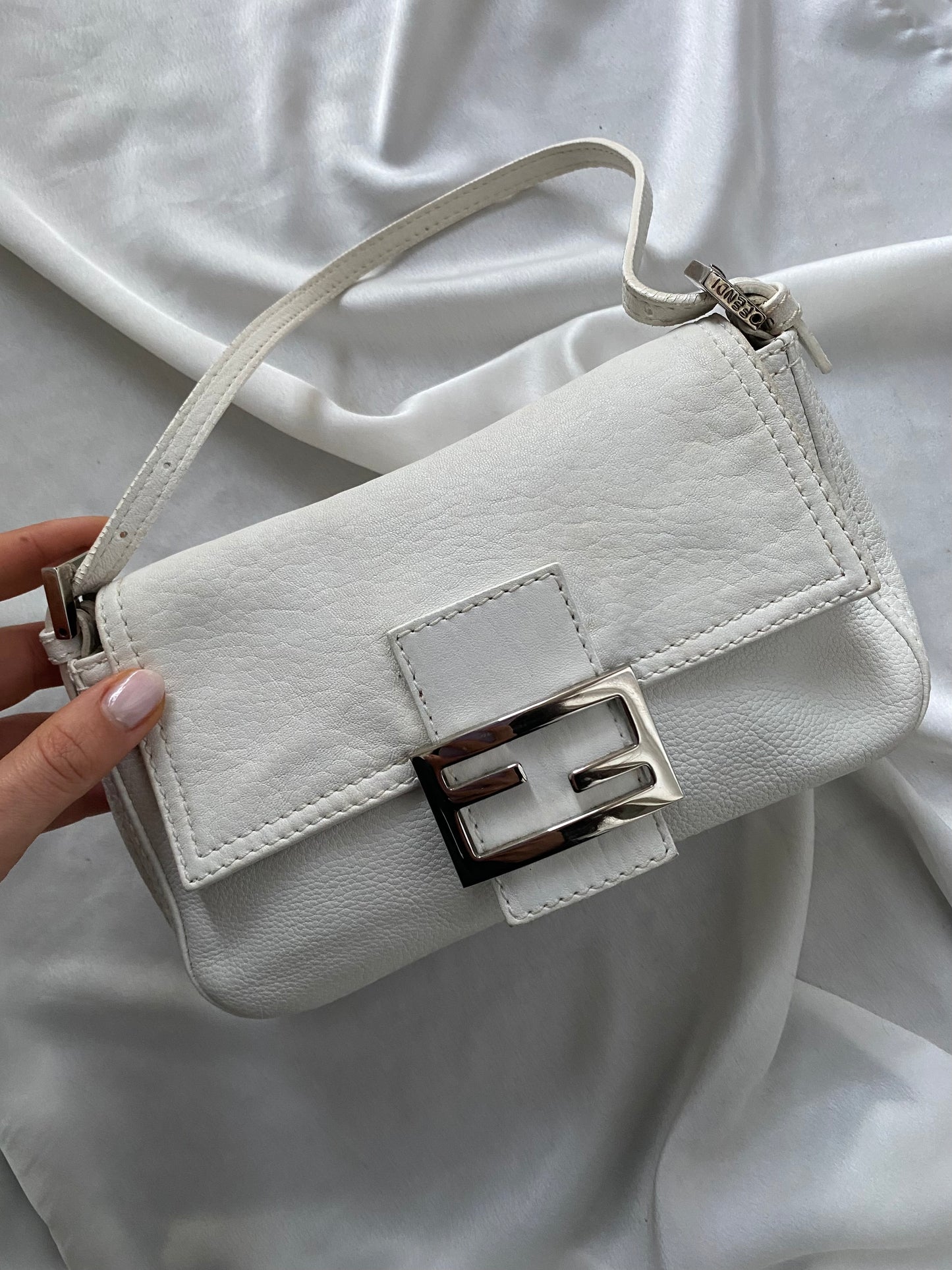 Fendi mini mom white leather