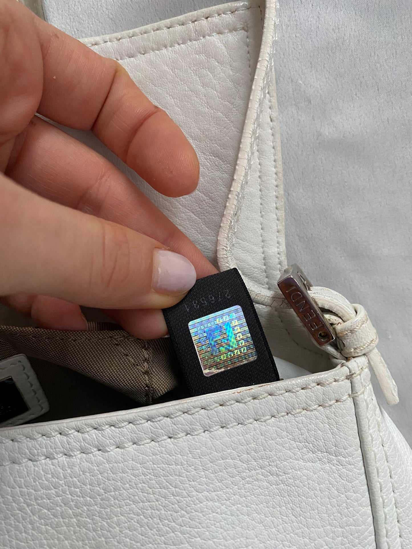 Fendi mini mom white leather