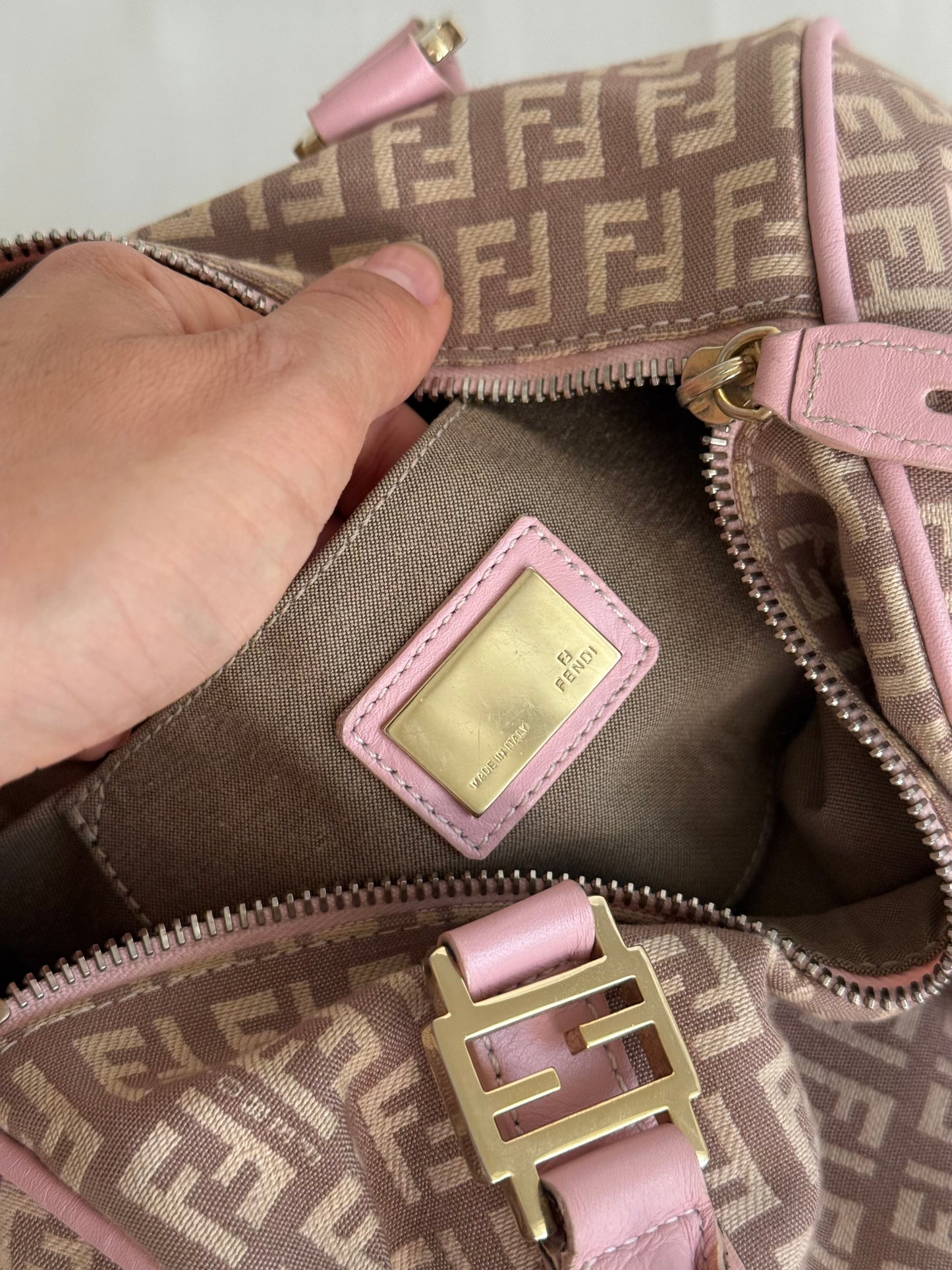 Bauletto Fendi small monogram zucchino rosa