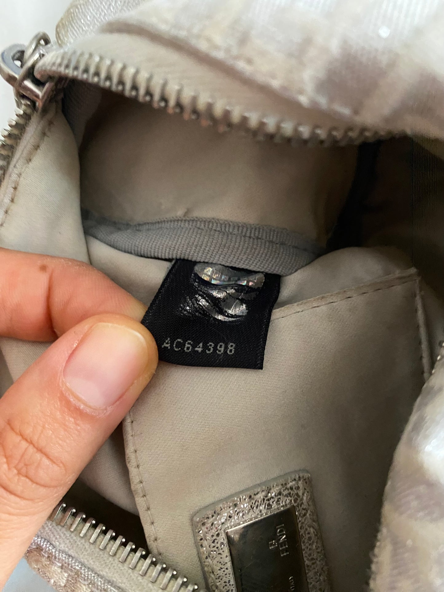 Fendi mini monogram zucchini bag in silver