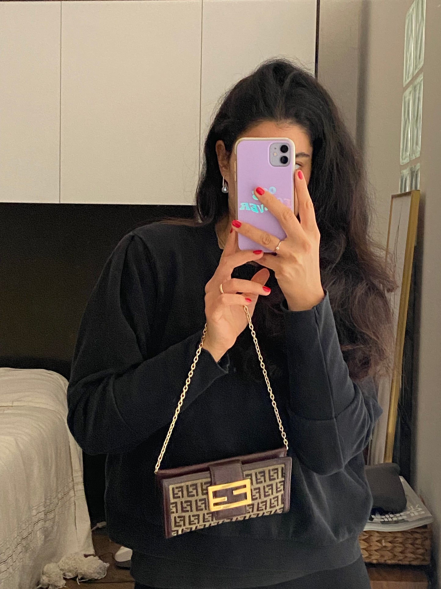 Fendi zucchini clutch bag with maxi logo
