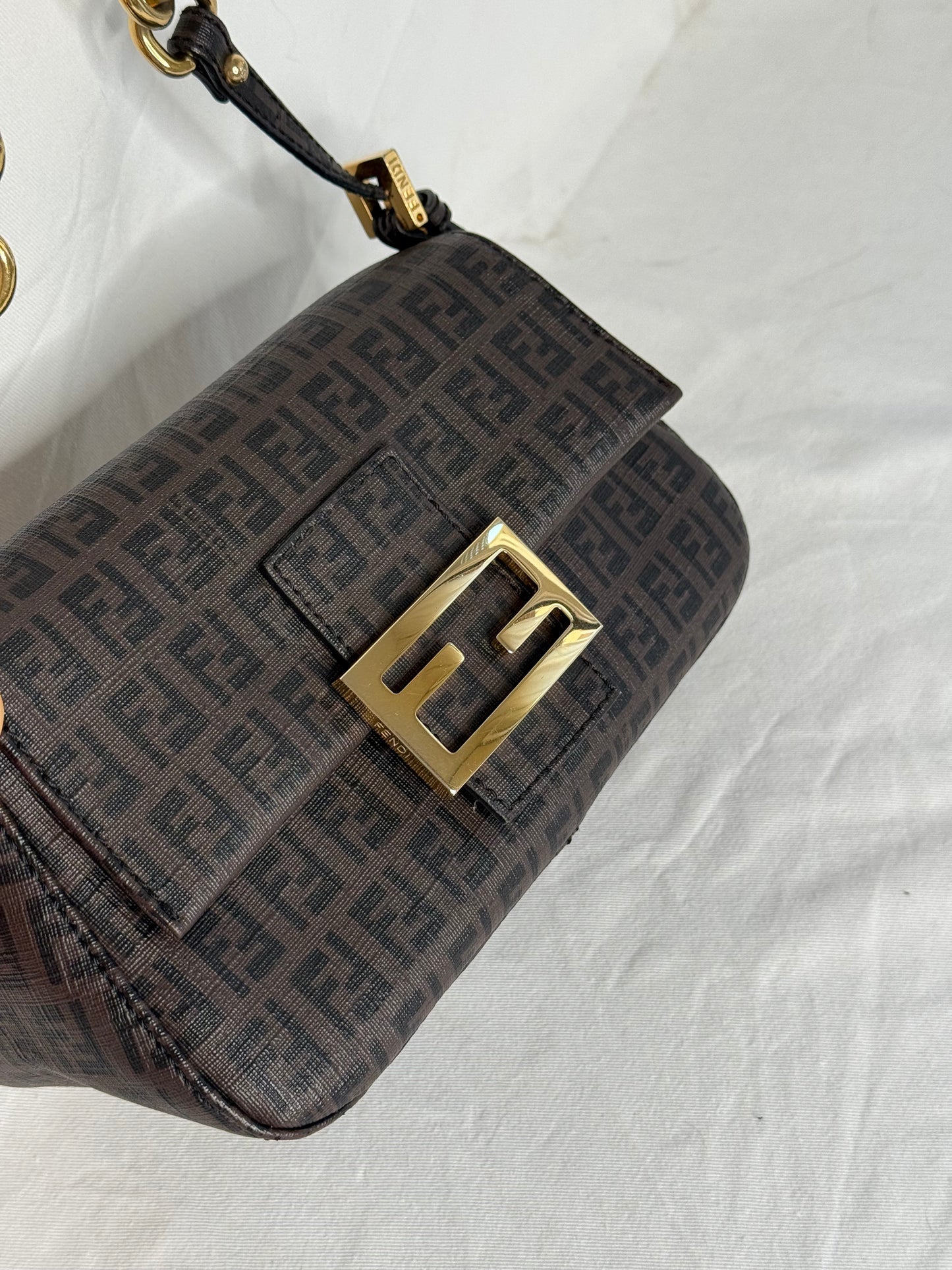 Fendi mini mamma baguette spalmati brown