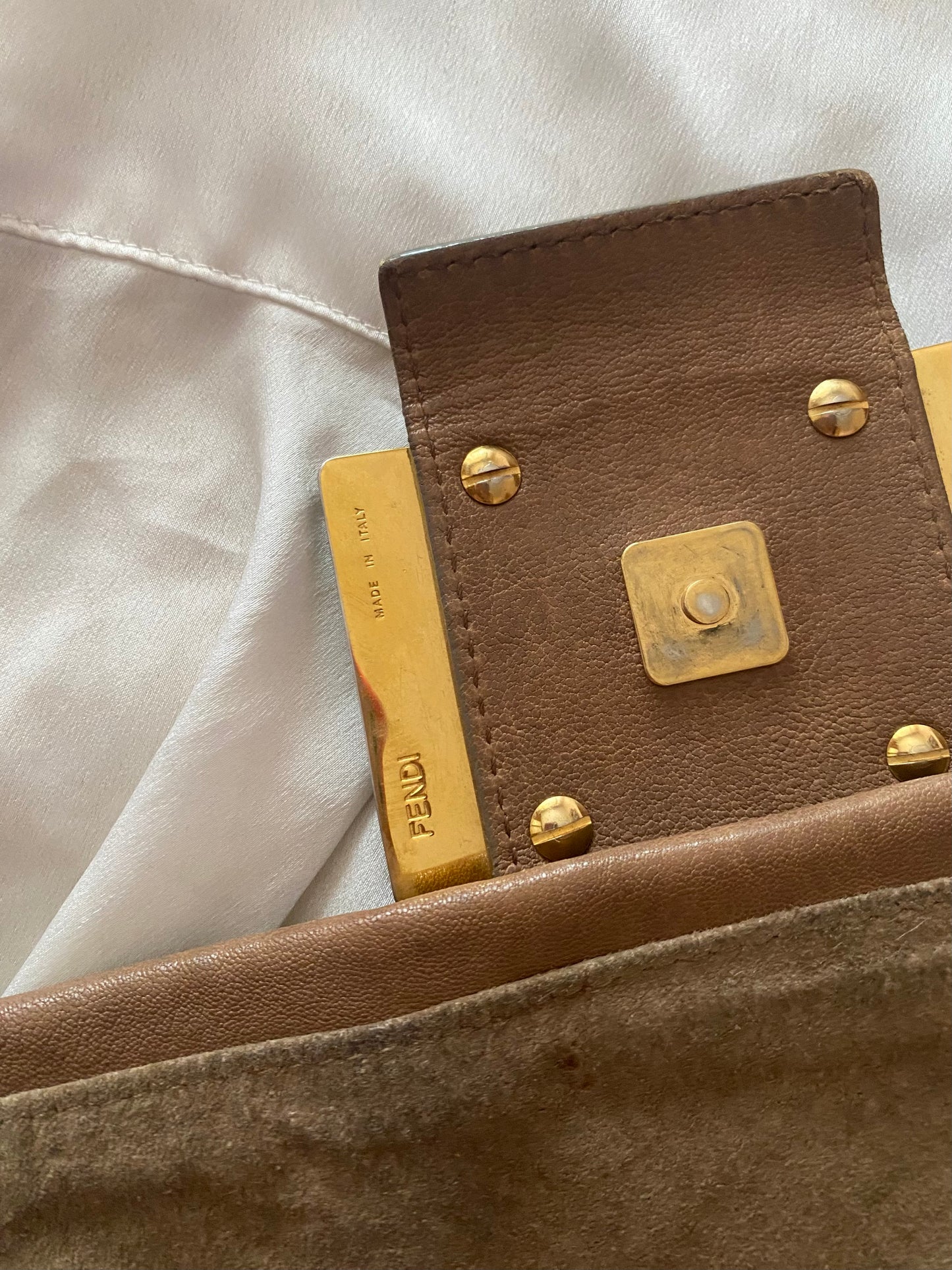 Fendi Mamma Baguette in Brown Marble Leather