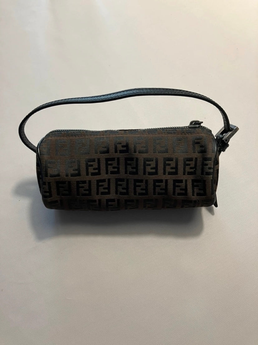 Fendi round mini clutch zucchini brown