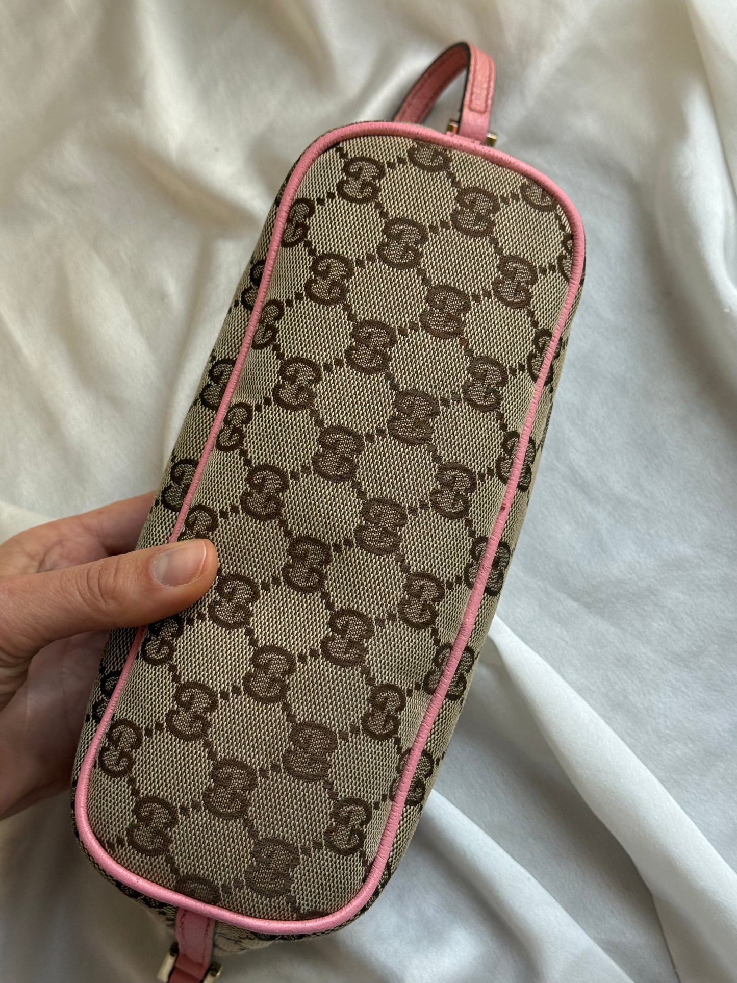 Gucci boat monogram marrone e rosa