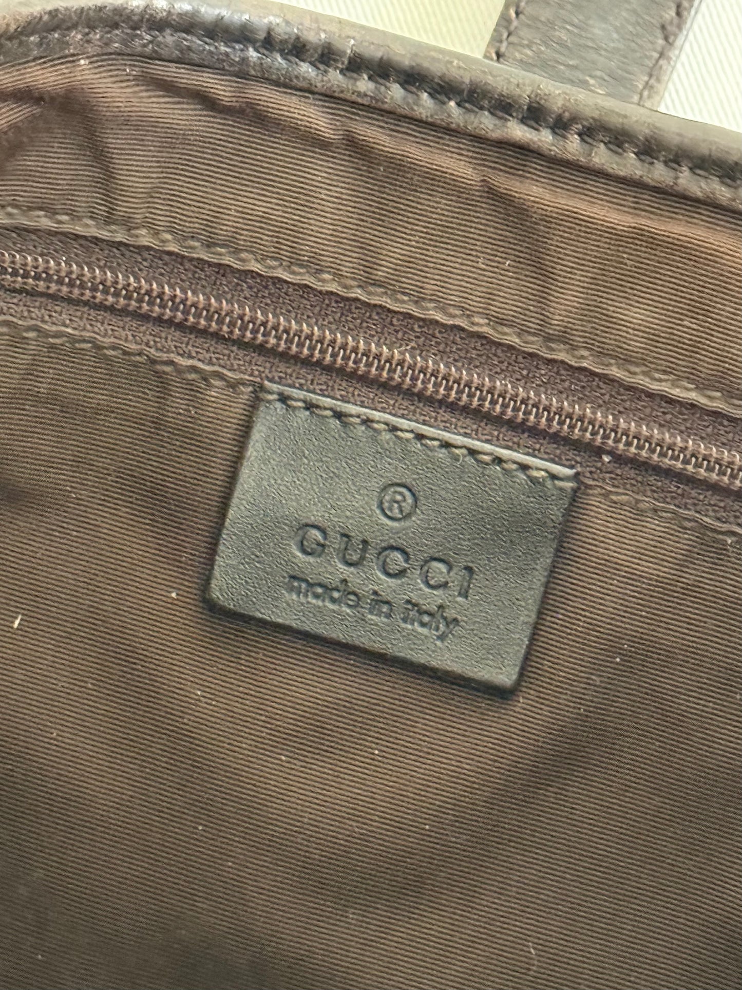 Gucci Jackie monogram denim chocolate brown