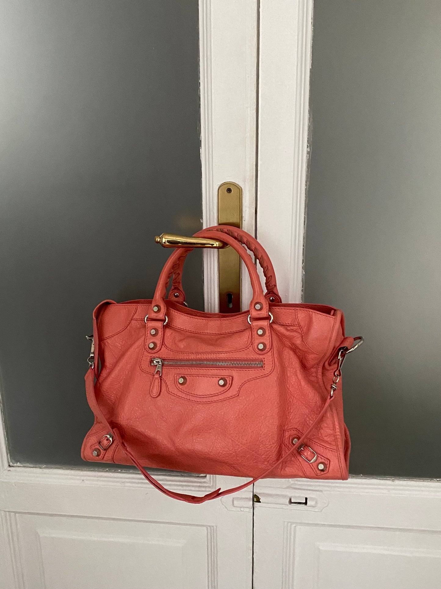 Balenciaga city rose azalea giant hw silver