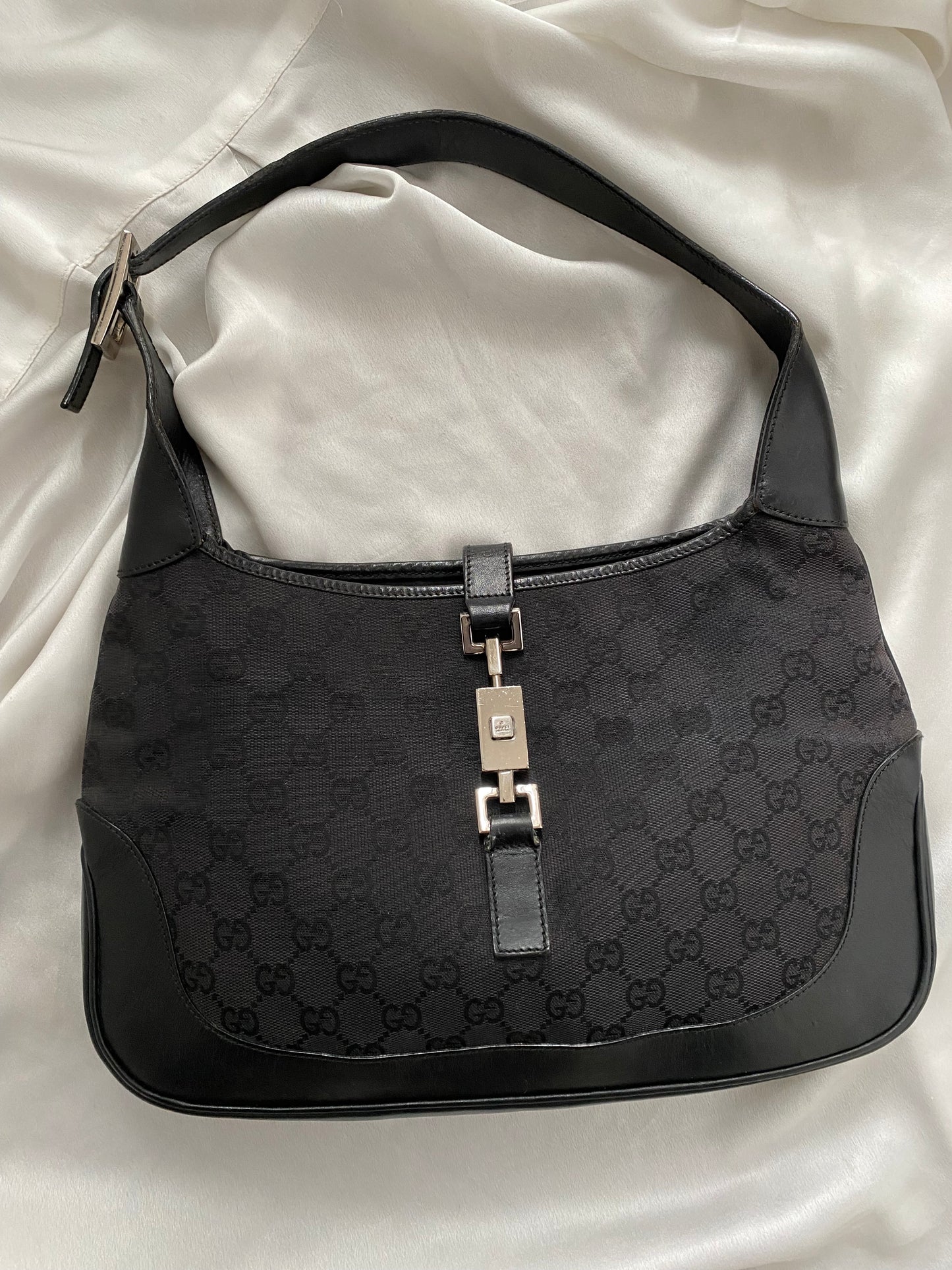 Gucci Jackie monogram black silver hardware era Tom Ford