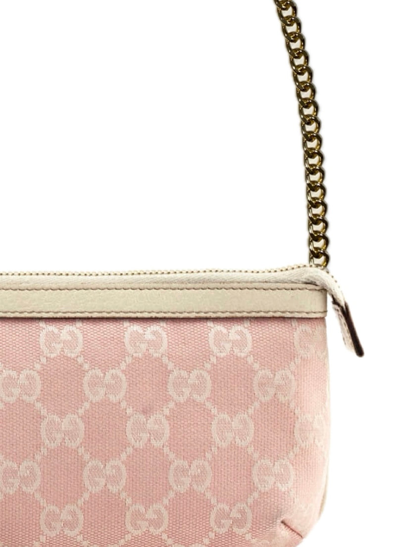 Gucci Monogram pink sherry line canvas clutch bag