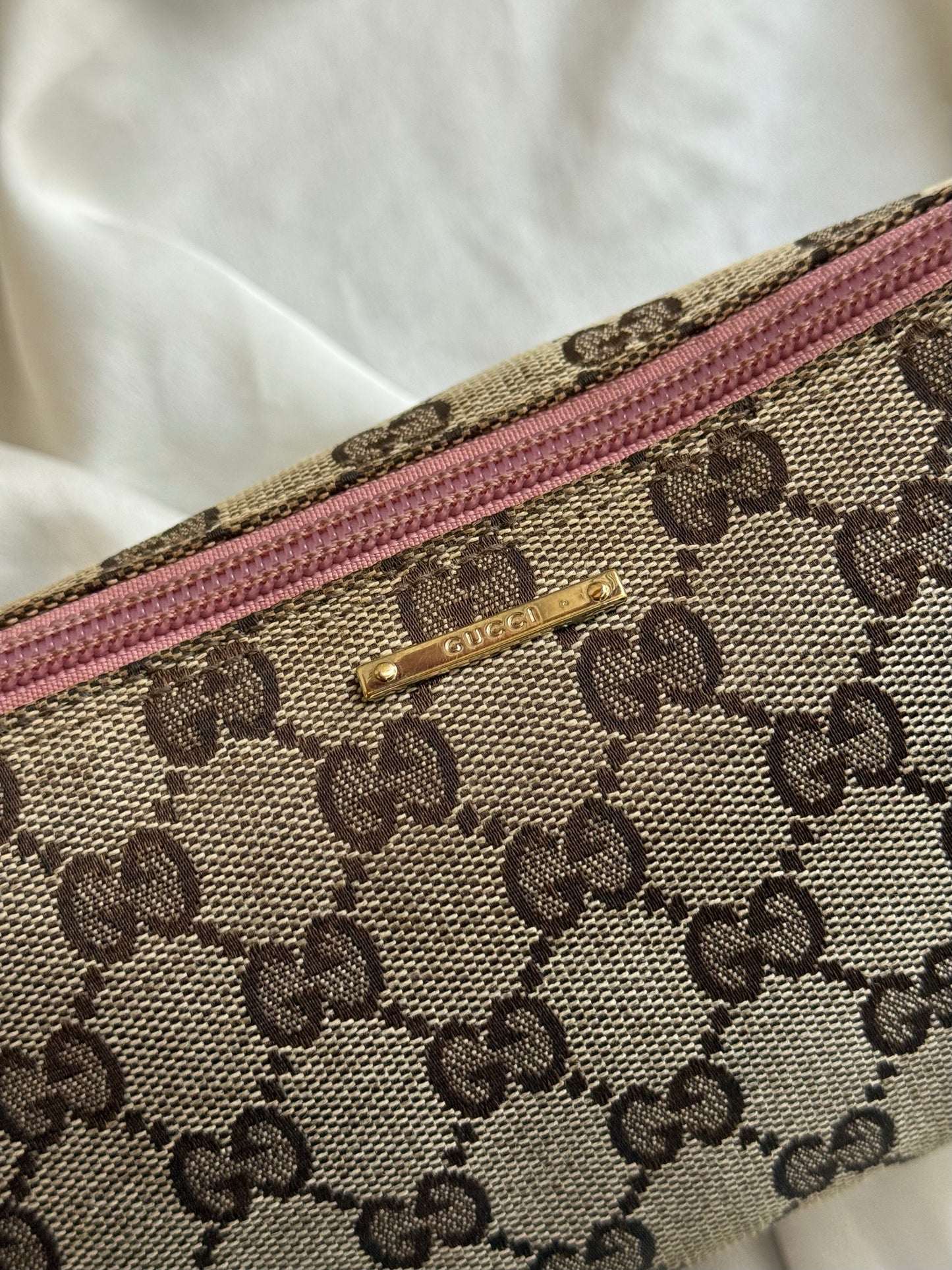 Gucci boat monogram marrone e rosa