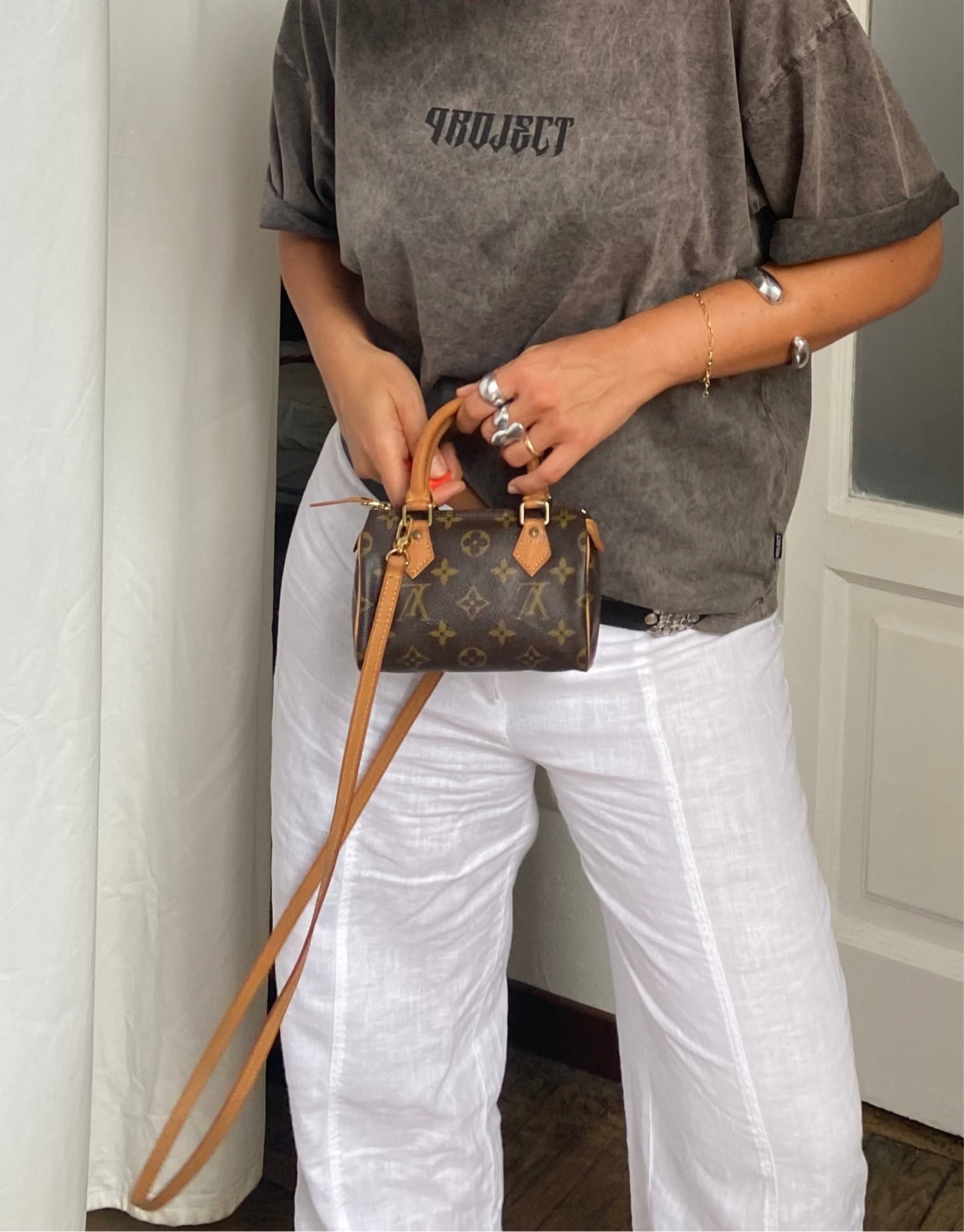Louis Vuitton Nano Speedy monogram with shoulder strap