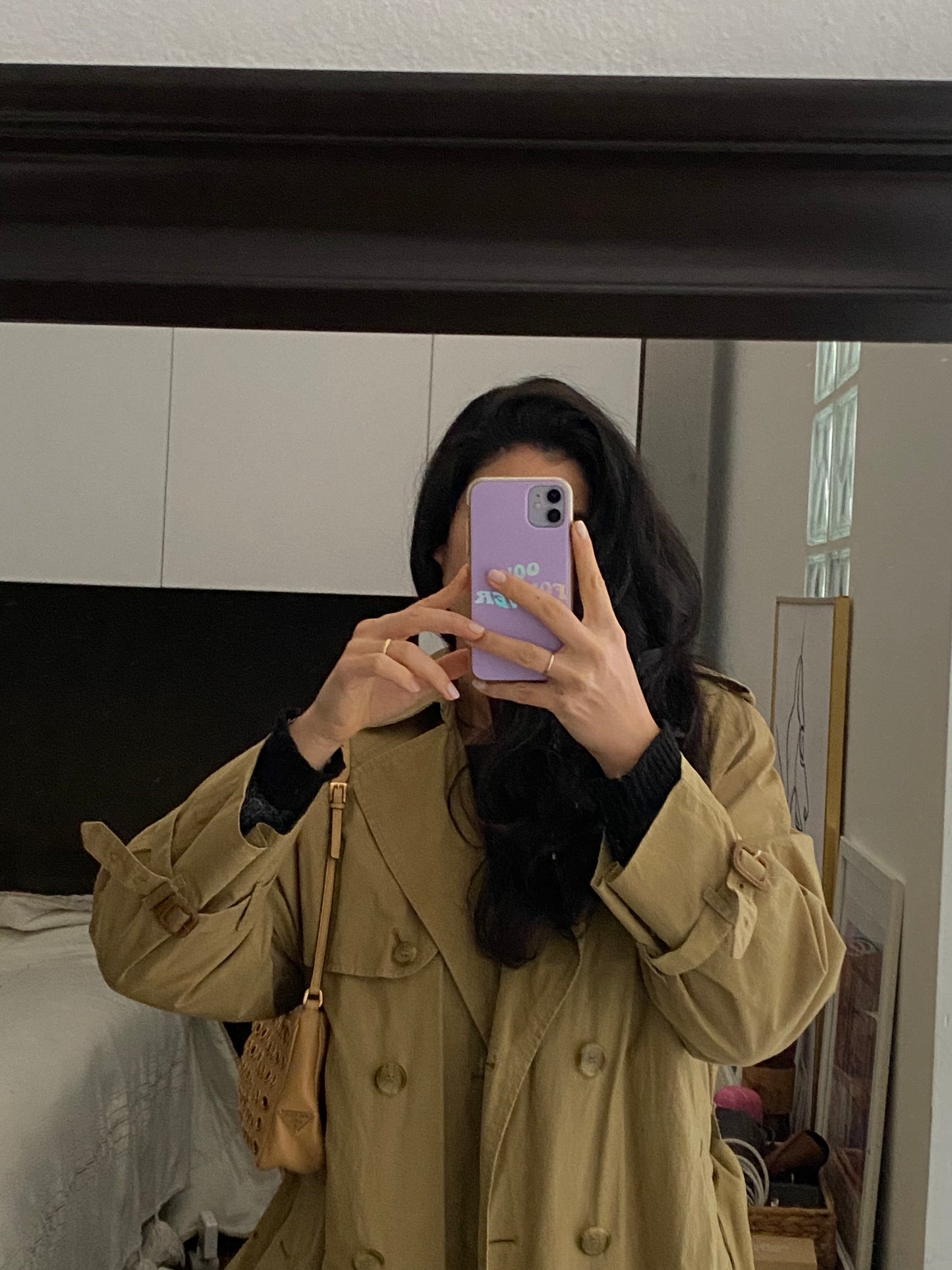 Prada camel clutch bag with studs