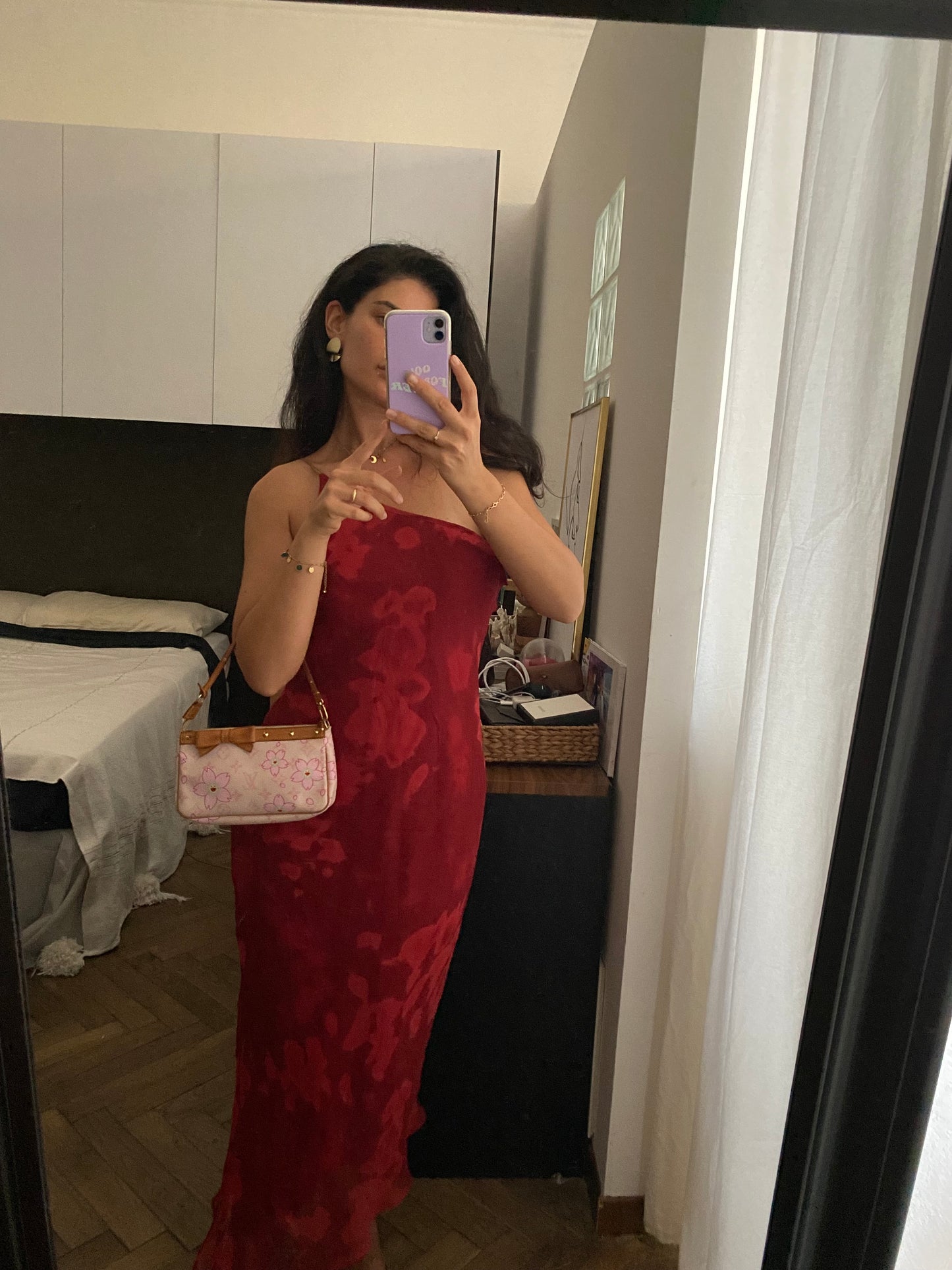 Louis Vuitton pink cherry blossom accessory clutch bag Takashi Murakami