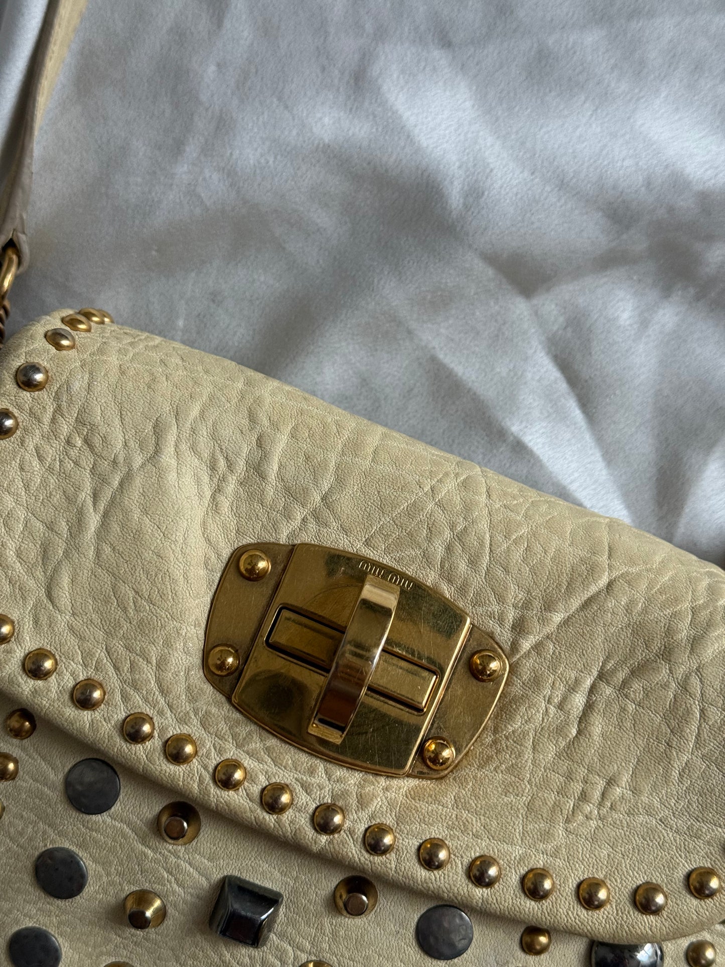 Miu Miu studded crossbody beige