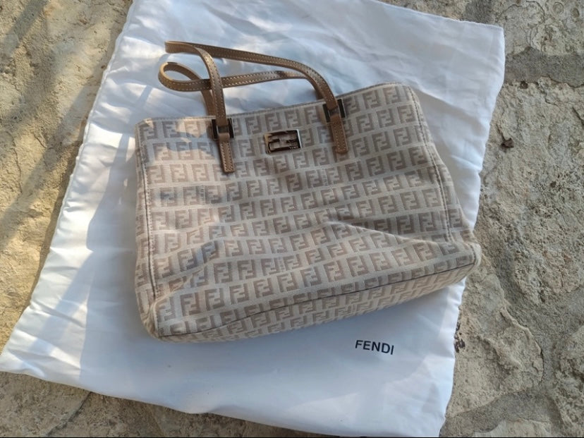 Fendi beige zucchini tote