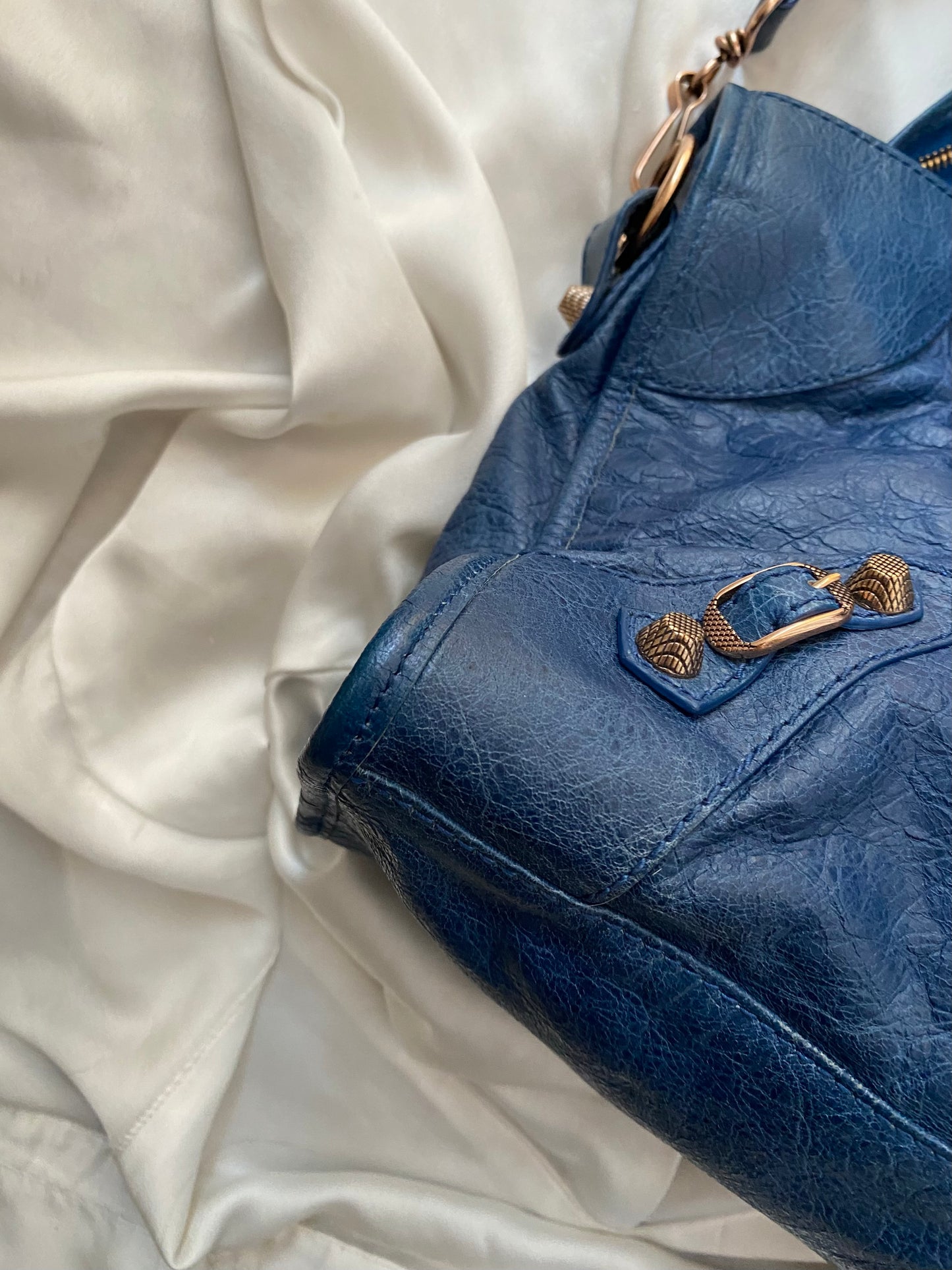 Balenciaga city bleu cobalt s/s 2012 giant hw rose gold