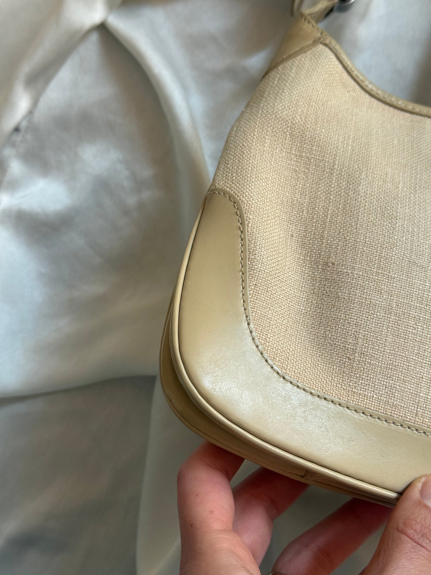 Gucci Jackie small era Tom ford vitello beige e lino