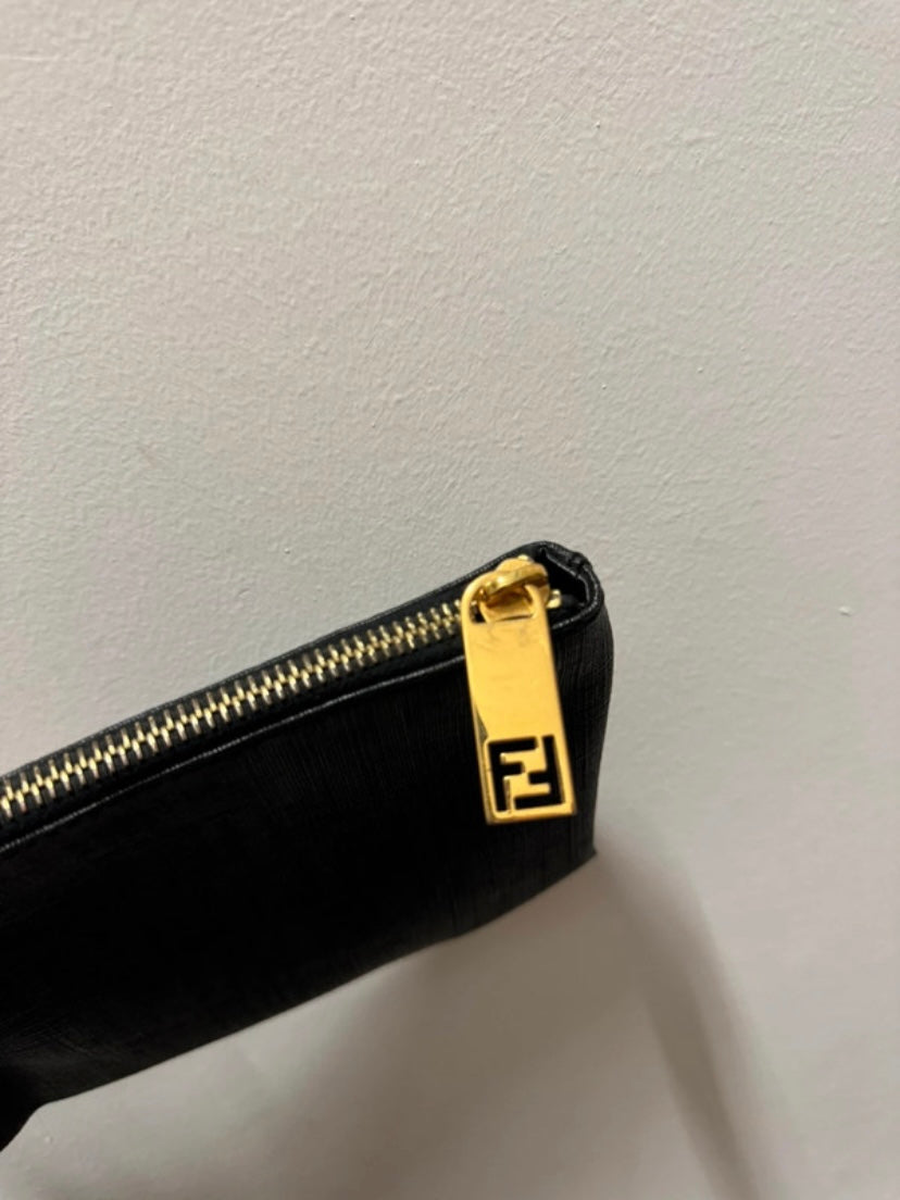 Fendi black zucchini clutch bag