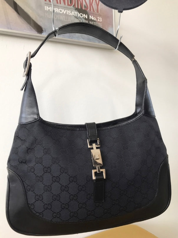 Gucci Jackie monogram black gold hardware era Tom Ford
