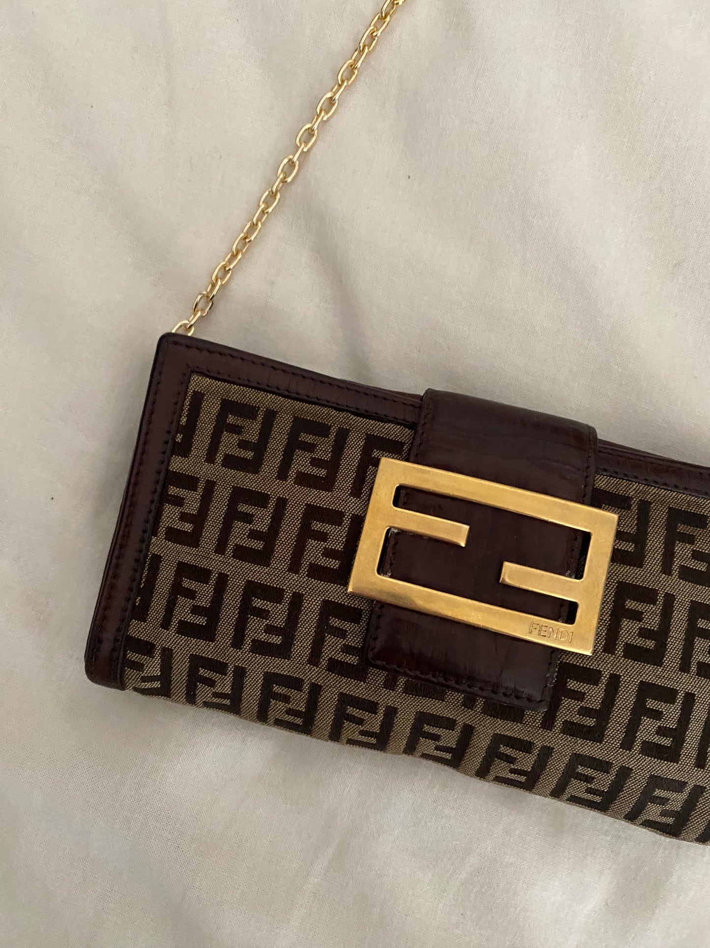 Fendi zucchini clutch bag with maxi logo